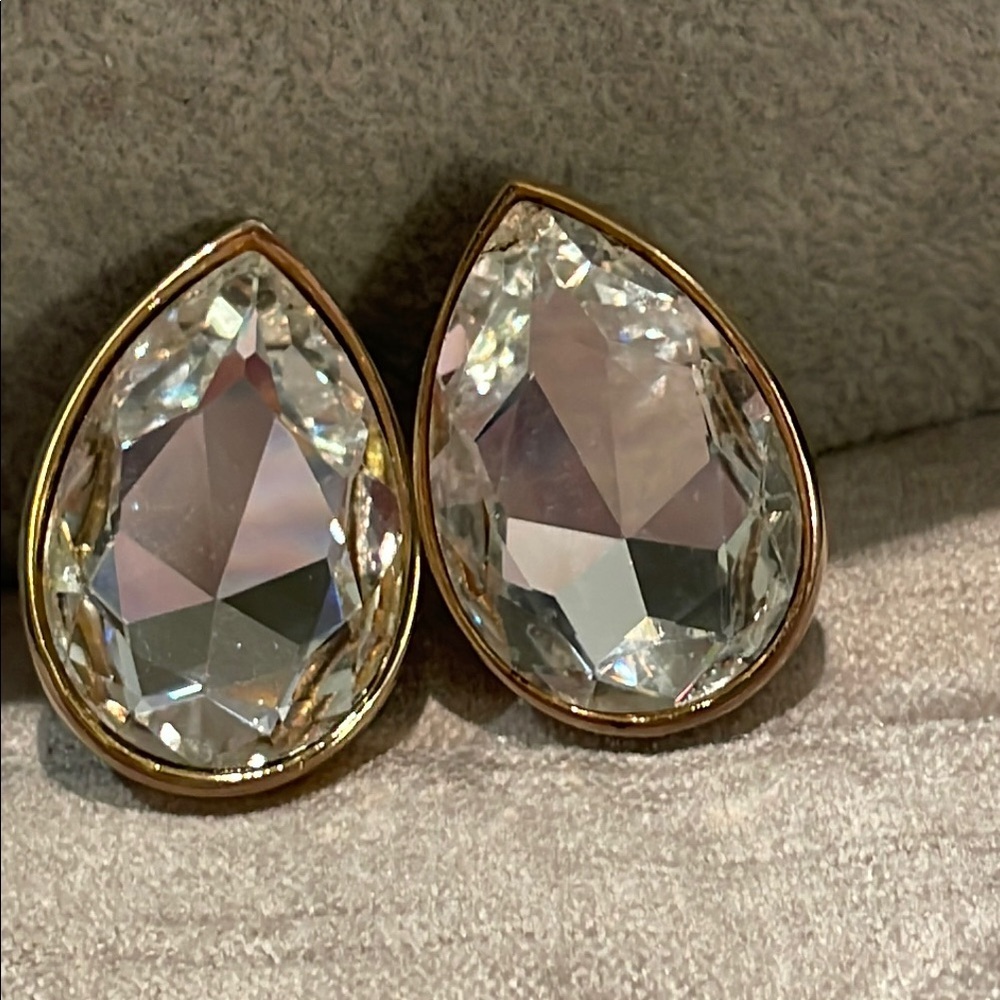 Vintage Sphinx Headlamp Crystal Elegant Silver and Gold Teardrop Earrings